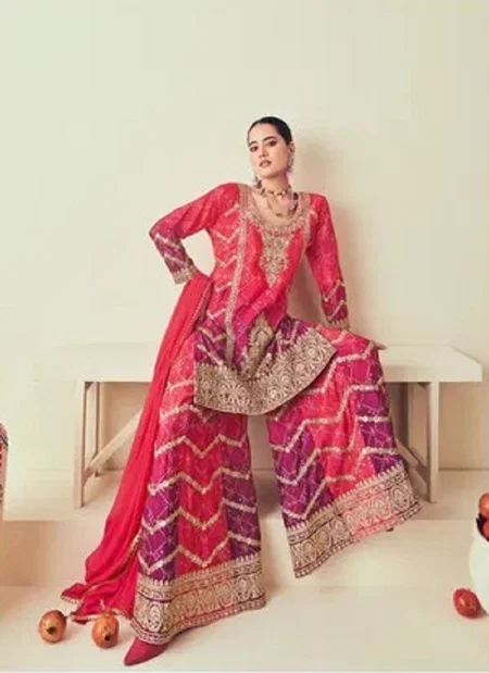 Red Colour Rangmahal By Radha Trendz Chinon Readymade Suits 3092 